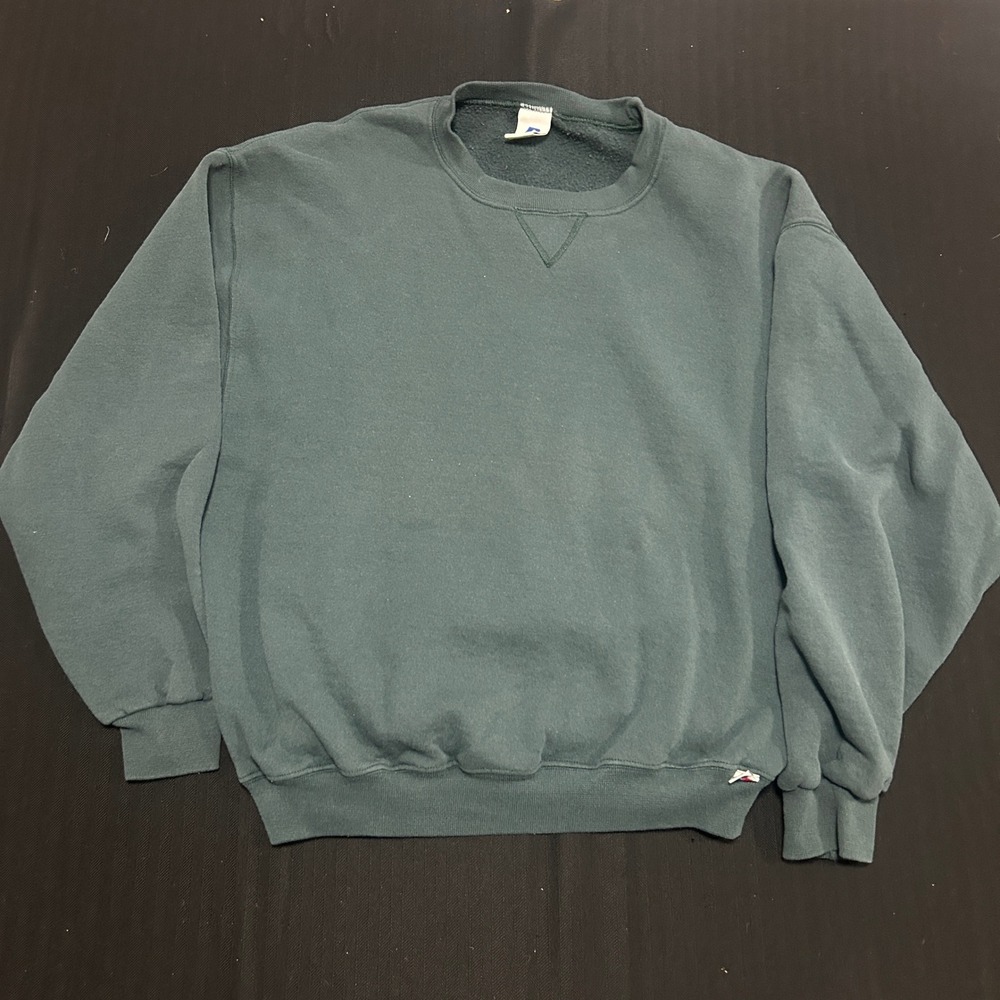 Vintage Russell Athletic Crewneck Sweatshirt XL Teal Green Blank V-Stitch 90s